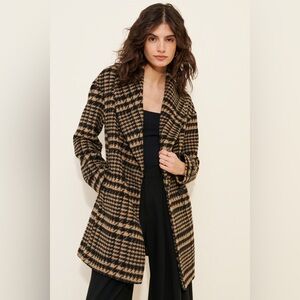 Avec Les Filles Oversized Houndstooth Coat - Black and Tan size medium